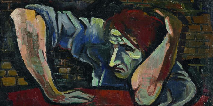 Rudolph G. Bunk Mann vor der Mauer, um 1935/36 Öl auf Leinwand, 30 x 53 cm Foto: AFD Atelier für Fotografie und Druckvorlagen, Köln © Bojana Denegri und Thomas Bunk Sammlung Gerhard Schneider, Olpe