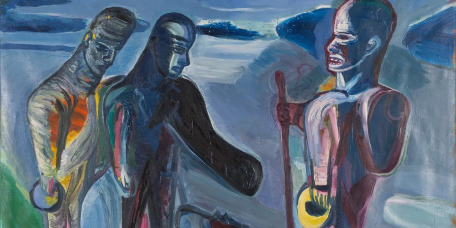 Klaus Killisch, Bonjour Monsieur, 1989, Öl auf Leinwand, Kunstsammlung der Berliner Volksbank K1478  © Stiftung KUNSTFORUM der Berliner Volksbank gGmbH, alle Rechte vorbehalten © VG Bild-Kunst, Bonn 2022 (Klaus Killisch), Werkfoto: Peter Adamik