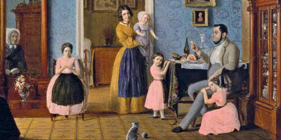 Wohnzimmer der Familie Hauschild, Gemälde von Eduard Gaertner, 1843