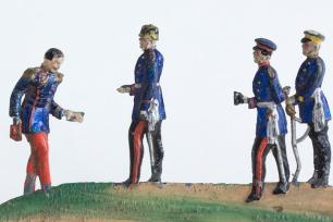 Zinnminiatur einer Figurengruppe aus dem Deutsch-Französischen Krieg