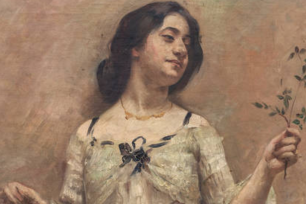 Lovis Corinth: Porträt Charlotte Berend im weißen Kleid, 1902 (Ausschnitt)