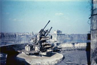 Leichte 3,7 cm Zwillingsflak auf dem Zoobunker © Stadtmuseum Berlin | Foto: Cecil F.S. Newman 