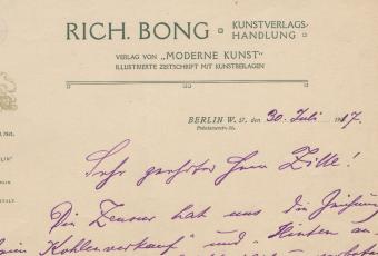 Brief an Heinrich Zille zu einem Veröffentlichungsverbot, 1917 © Stadtmuseum Berlin