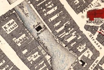 Kartenausschnitt der Poststraße in Berlin-Mitte auf einem Stadtplan von 1865 © Stadtmuseum Berlin