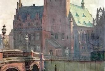 Waisenbrücke und Märkisches Museum auf einem Gemälde von Richard Gessner
