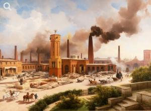 Carl Eduard Biermann: Borsig´s Maschinenbau-Anstalt zu Berlin, 1847, Öl auf Leinwand, Stiftung Stadtmuseum Berlin, Inv.Nr.: GS 07/35 GM