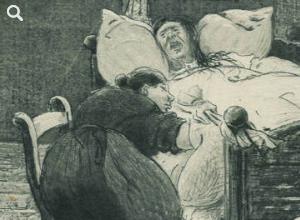 „Die Entbindung“, Radierung von Heinrich Zille, 1898