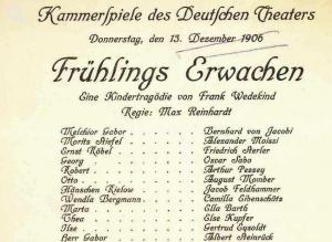 Programmblatt zu „Frühlings Erwachen“ von Frank Wedekind, Kammerspiele des Deutschen Theaters, 1906 © Stadtmuseum Berlin