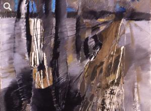 Carl-Heinz Kliemann: Versperrter Horizont, Pastell, Collageteile aus bemaltem Papier auf Zeichenkarton, 1995 © Stadtmuseum Berlin