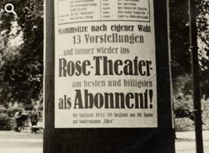 Werbung für das Abonnement des Rose-Theaters an einer Litfaßsäule, 1937