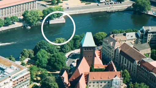Ehemaliger Standort der Waisenbrücke auf einer Luftaufnahme von 2008